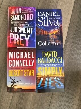 Set of 4 Paperback Thrillers — Red, Blue, Yellow Covers
